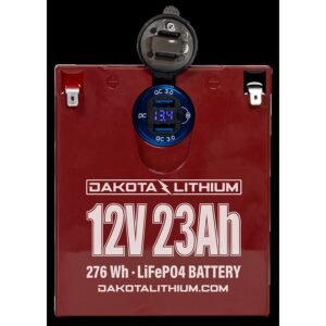 Dakota Lithium12V 23Ah Deep Cycle LFPO4 with 2X USB & Voltmeter